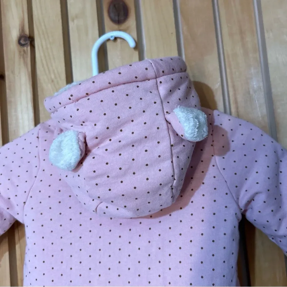 Gap Baby Sherpa Fleece Bear One Piece Double Zip Pink Size 0-3 Months Winter